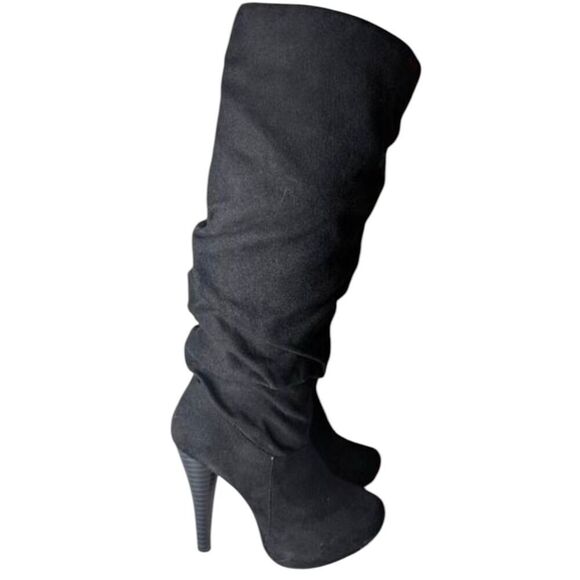 MICHAEL ANTONIO McKay Black Faux Suede Stiletto Heeled Knee High Boot Size 7 - Picture 3 of 7